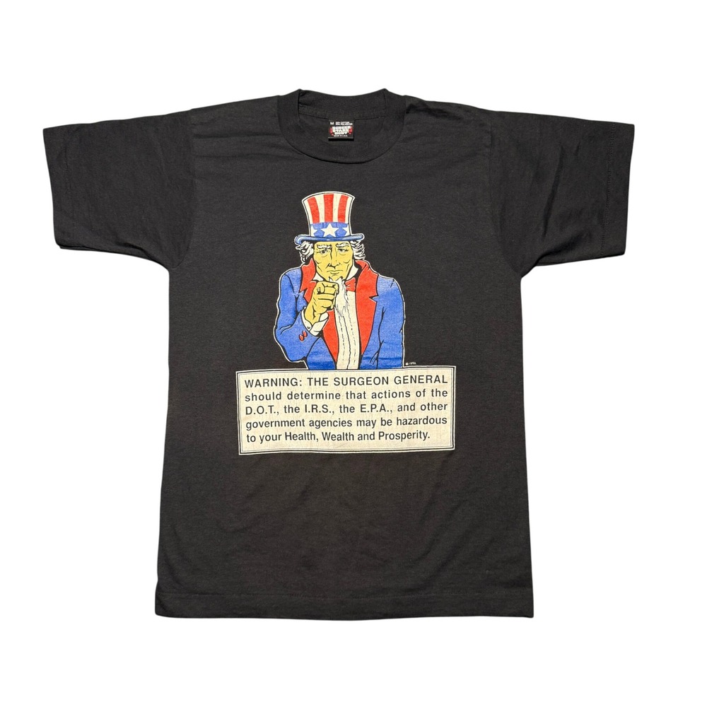 Vintage 1992 Uncle Sam IRS Satire T-Shirt Black M